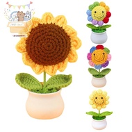 【MA】 1 Piece Creative Artificial Flowers Cute Crochet SunFlower Pots Knitted Flower Graduation Flowe
