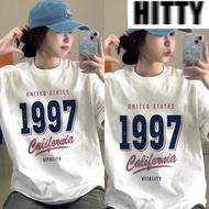 HITTY100%Cotton woman tshirt oversize korean style Korean 1997 Print baggy Casual Round Neck white T
