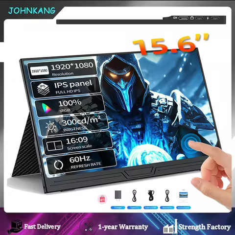 15.6 Inch Touch Screen Portable Monitor 2K 144Hz Type-c HDMI-compatible Game Office Travel 1080P 60H