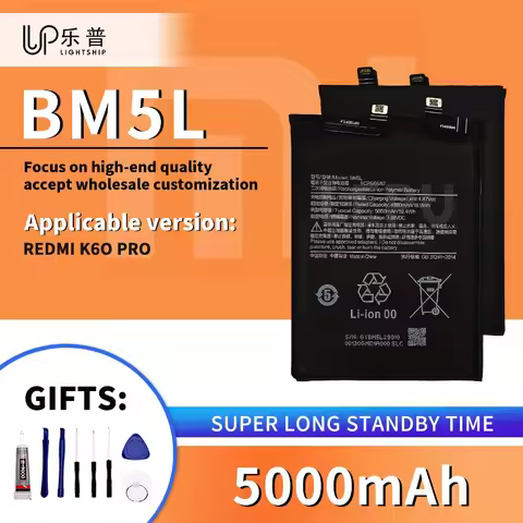 REDMI K60 PRO Phone High Quality Battery + Tools Kits BM5L 5000mAh Original Battery for Redmi K60 Pr
