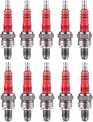Poeft 10-Piece GY6 50cc 150cc Spark Plugs, PRO BAT, 2 High-Performance 3-Electrode A7TC A7TJC Spark