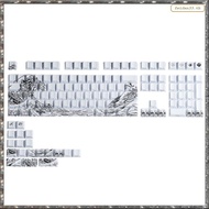 [L W H Y] -E Gradient PBT Keycaps for 60/84/98/108 Keys Mechanical Keyboard, White Semi-Transparent 