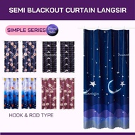 Hook Type Modern Langsir Curtain Semi Blackout Langsir Pintu Door Curtain Ready Stock In Malaysia Tirai Tingkap RCF