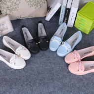 Pregnant Women Anti-skid Rubber Shoes Ribbon Jelly Shoes Flat Waterproof Shoes White Work Nurse Shoes V807