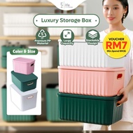 Storage Box EzLife Luxury Storage Box with Handle Lid Large Capacity, Multipurpose Stackable Wardrob