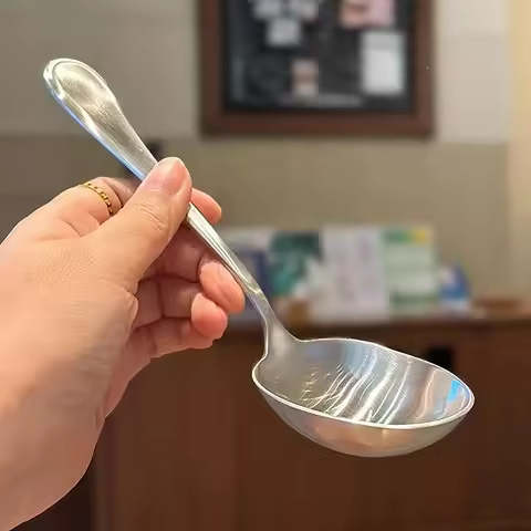 Large Stainless Steel Round Head Buffet Serving Spoon Thicken Kitchen Dinner Dish Soup Rice Western 