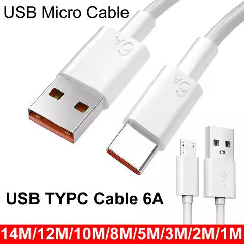 USB 3.0 Micro 2.4A 6A Type C Extension 14M/12MM/10M 8M 5M 3M 2M 1M Fast Charging Data cable For Xiao