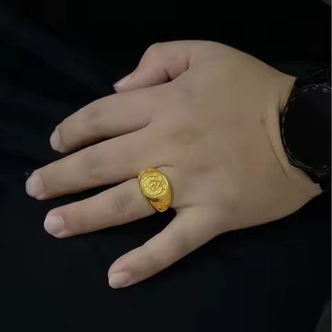 luxury real gold jewelry 24k certifid Crow heart cross ring au999 pure gold open ring