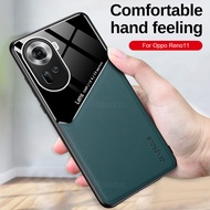 For Oppo Reno11 Pro 2024Case Camera Shockproof Leather Cover Coque Oppo Reno11 Reno11pro reno11 Soft Silicon Frame Car Magnetic Stand Cover Fundas