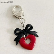 junmeng888 Keychain Accessory Adorable ck Bowknot Heart Pendant Ornament Durable Keyrings Accessorie