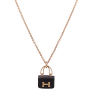 HERMES 18K玫瑰金Constance Necklace黑玉項鍊