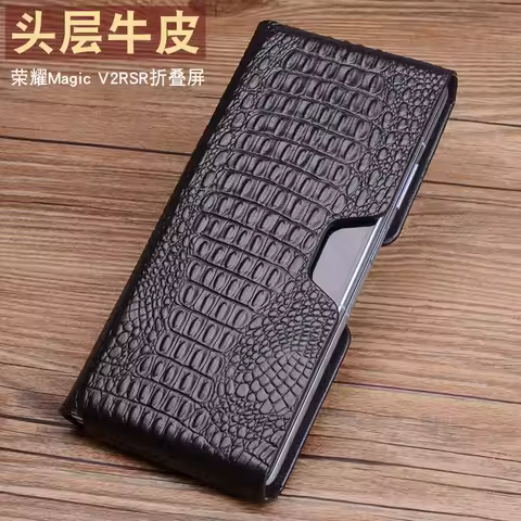 Handmade Genuine Leather Case For Honor Magic V2 Rsr Top Layer Cow Phone Cover Pouch Bag For Magic V