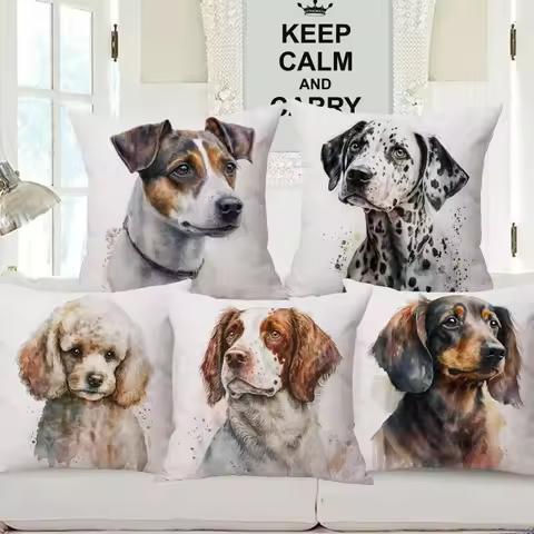 Jack Russell Yorkshire Labrador Dachshund Poodle Dalmatian Pet Dog Poster Art Cushion Cover Pillow C