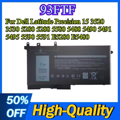 93FTF Battery for Dell Latitude Precision 15 3520 3530 5280 5288 5580 5488 5490 5491 5495 5590 5591 
