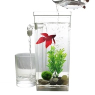 New Creative Transparent Self Cleaning Mini Fish Tank with LED Aquarium Cute Ecological Fish Bowl fo