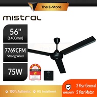 (5 Years Warranty) Mistral 56" Regulator Type Ceiling Fan | MCF560SE (Kipas Siling 风扇 Wall Fan Khind Ceiling Fan Kipas Sejuk Kipas Dinding Kipas Angin)