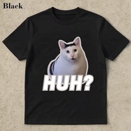 Huh Cat Meme Print Summer Short Sleeve T Shirt
