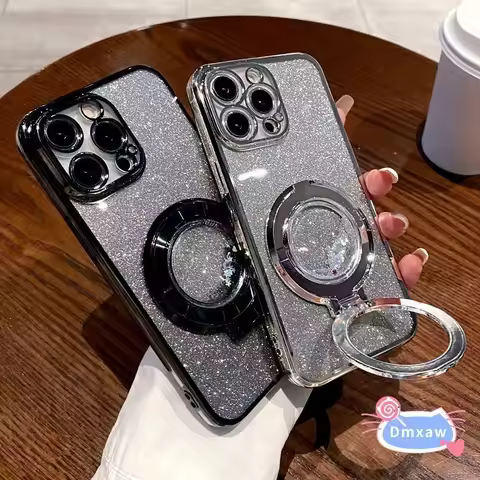 Quicksand Magnetic Holder Glitter Case For OPPO A76 A36 A57 A77S A55 A54 4G 5G A52 A72 A92 F1S A83 R