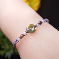冰種黃加綠翡翠平安扣編織手鍊 | 天然A貨翡翠 | 送禮