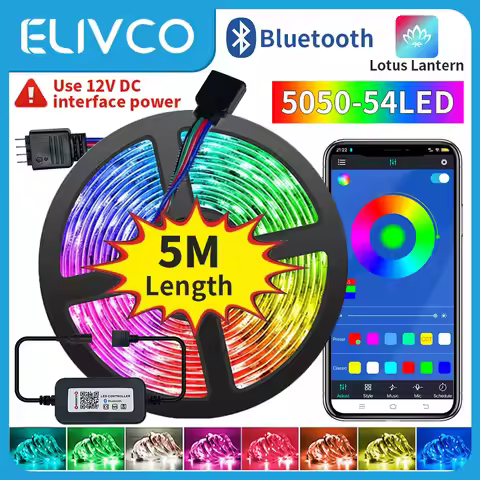 Lotus Lantern Smart Bluetooth Light Strip 5M 12V 5050 RGB LED Strip APP Remote Control For Living ro