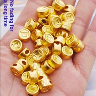 10mm Sand-Proof Gold Accessories Large Hole Copper Coin Beads Bracelet Coin Spacer Beads Red Rope Br