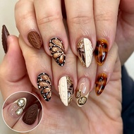 Piece Season Premium Brown Butterfly Almond Wearing Nails Exquisite Leopard Print Gilt Nails Nails 2