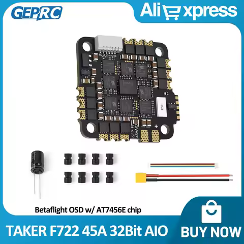 GEPRC TAKER F722 45A 32Bit AIO Flight Control STM32F722 2-6S 8bits BLS ESC AT7456E Chip 16MB Black B