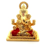 Square Base Medium DagduSheth Halwai Ganpati - 24kt GOLD PLATED IDOL - Size: 8cm x 8.5cm - Ganesha