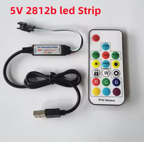 WS2812B WS2811 SK6812 LED Controller RGB Dimmer 5V RF Wireless 3Pin Jack USB Output WS2812B RGB LED 