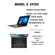 LAPTOP DELL XPS13 ( I5-7TH GEN , 8GB RAM , 256GB SSD , WIN10 , 13 )