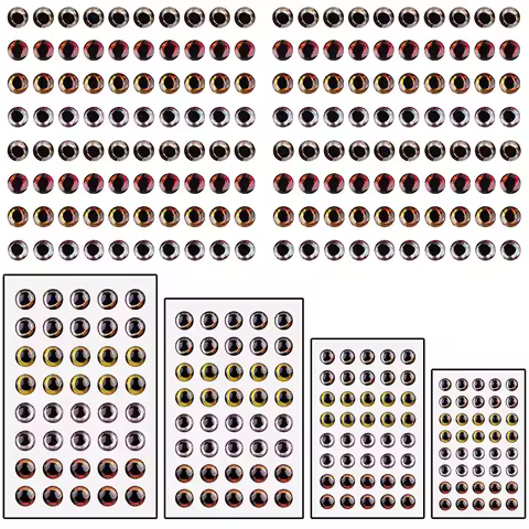 160Pcs Fishing Eyes set 4D Realistic for Lure Fish Eyes 3mm 4mm 5mm 6mm Fly Tying Lures simulation C