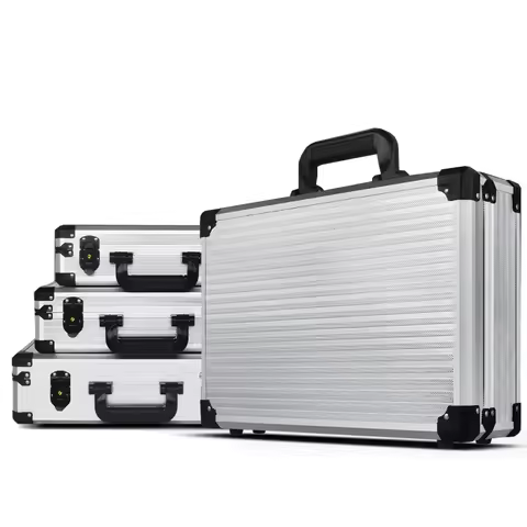 Aluminum Frame Suitcase Storage Box with DIY Sponge Panel for Camera Lens for Microphone Sound Card 