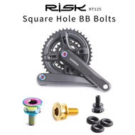 RISK 2sets M8*15mm Square Hole Titanium MTB Bike Bottom Bracket Bolt Waterproof Bicycle Bottom Bracket Crank Fixed Screw M8x15mm