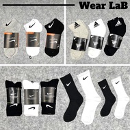 WearLab Nike Adidas Performance 100% Cotton Light Weight Casual Running Sports Socks stocking Men Women Lelaki Perempuan