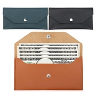 1PC Envelope Wallet PU Leather Cash Envelope Wallet Slim Cardholder With Button Closure Cash Clip Fo