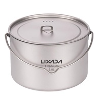 LIXADA 1100ml/2800ml Titanium Pot Ultralight Portable Hanging Pot with Lid and Foldable Handle Outdo