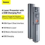Baseus 2.4GHz USB-A Type-C Rechargeable Orange Dot Wireless Presenter for Windows iOS Control Pen Of