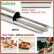 LUOLVUO 20pcs Metal BBQ Skewers Practical Barbecue Flat BBQ Sticks