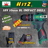 HITZ Brushless 18V Cordless Impact Drill Set 2 Speed Screwdriver Hammer Drill Hand Drill Mesin Drill