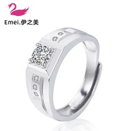 Couple Rings Men Women Gold-Plated Simulation Zircon Wedding Rings Diamond Rings Men's Rings Open#7.