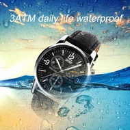 Jam Tangan Pria Analog SKMEI 9070 BLACKDAILBLACKLEATHER