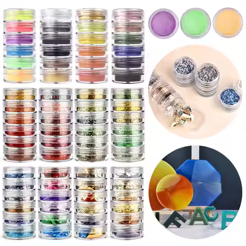 6 Colors/Set Pearlescent Powder Natural Mica Mineral Powder Glitter Powder DIY Epoxy Resin Filler Go