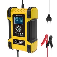 Foxsur อัตโนมัติเต็มรูปแบบรถแบตเตอรี่เครื่องชาร์จ 12V 12A ดิจิตอลจอแสดงผลแบตเตอรี่ Charger Power PUL