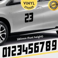 (Ready Stock) Number Sticker 180mm (H) / Nombor Stiker Car / Motorcycle Vinyl Sticker (Die-cut) C-2