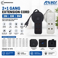 Royu REDEC133 2+1 Gang Extension Cord 3M/6M/9M Switch 10A