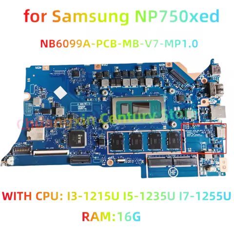 NB6099A-PCB-MB-V7-MP1.0/2.0 motherboard suitable for Samsung NP750xed laptop I5-1235U CPU 16G RAM