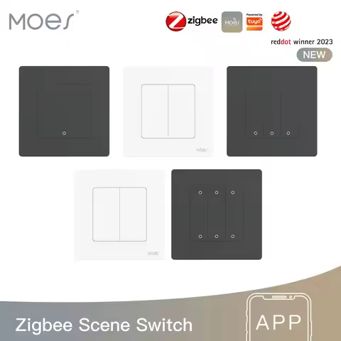 MOES Star Ring ZigBee Scene Switch 4 way Wall/Hand-held ZigBee3.0 Portable Handle Remote Control Sma