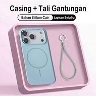 GANTUNGAN [ CASING SET + HANGERTALI ] Velvet Silicone Magsafe Phone Case Liquid Magnetic TP04 compat