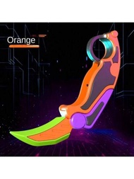 橙色3d印刷重力胡蘿蔔刀折疊爪刀彈跳伸展訓練消除壓力玩具組,適用於青少年,有趣的玩具,辦公室減壓用品,方便的玩具