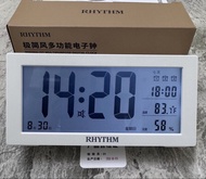 全新日本RHYTHM 麗聲牌 簡約多功能電子時鐘 鬧鐘、報時、溫度、濕度